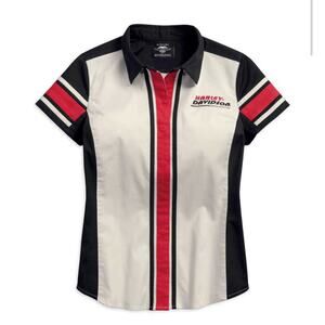Harley Davidson women’s vertical stripe color block woven shirt size M